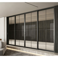 Porte coulissante en alliage d'aluminium, double vitrage trempé, design mid-century, finition thermolaquée, résistante aux intempéries, pour cave à vin, hôpital