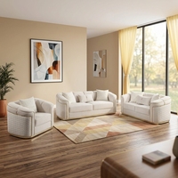 Ensemble de canapés modulaires haut de gamme en tissu rembourré de mousse, accoudoirs carrés, pieds en acier inoxydable doré, design moderne pour salon d'appartement