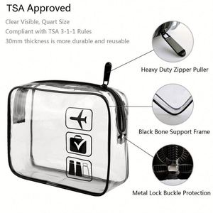 Sac de maquillage personnalisé, imperméable, en PVC transparent, pour cosmétiques, jouets, voyage, approuvé par la TSA, trousse de toilette pour femmes et hommes - Product Image 2