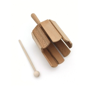 Vente en gros de agitateurs à plusieurs lames en bois de hêtre naturel pour l'éveil musical et l'entraînement rythmique des enfants d'âge préscolaire - Product Image 3