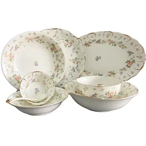 Set di piatti di lusso in porcellana da 27 pezzi Set da tavola Bone China set di stoviglie di lusso Royal con bordo in oro