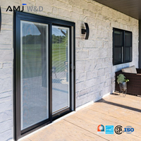 Puerta Corredera de Aluminio para Patio Exterior, Puertas Correderas Francesas de Doble Vidrio Templado con Persianas Magnéticas