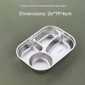 Assiette divisée en acier inoxydable de style coréen 304, <span class=keywords><strong>plateau</strong></span> <span class=keywords><strong>repas</strong></span> 3 compartiments pour enfants, cantine scolaire, sans BPA - Product Image 5