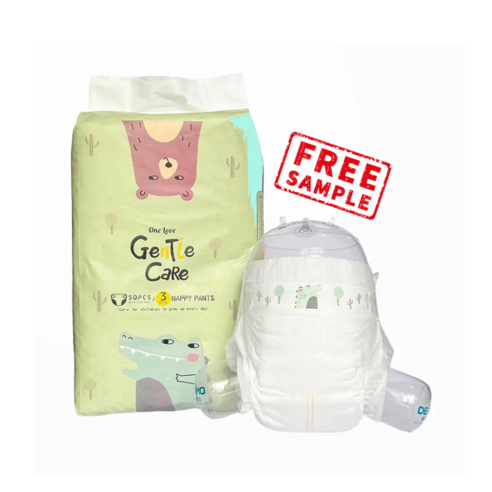 Popok bayi kualitas Korea sampel gratis katun Jepang sertifikat ISO popok Abdl sekali pakai 6000ml dicetak lembut bernapas