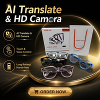 Lunettes intelligentes IA avec traduction IA en temps réel, caméra 8MP, vidéo 1080P, 4 Go + 32 Go, 290 mAh, Wi-Fi 6, charge Type-C