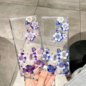 IMD jolie couverture de téléphone florale Anti-jaunissement fleurs de luxe couverture transparente pour Samsung S25 Ultra S24 S23 étui pour femme fille - Product Image 4