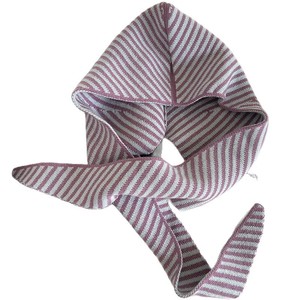 Korean Style Striped <b>Hat</b> And Scarf Set Women Warm Knitted Hooded Neck Warmer Autumn Winter Foldable 54-56Cm Red Black Blue - Product Image 5