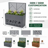 Jardinière surélevée en métal thermolaqué de luxe, nouveau design, avec écran d'intimité, bac à fleurs pour patio, fabrication OEM ODM