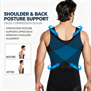 Débardeur Amincissant <span class=keywords><strong>Homme</strong></span> Haute Élasticité, Gaine Amincissante Invisible avec Fermeture à Boucle Réglable, Top Sculptant la Taille pour <span class=keywords><strong>Homme</strong></span> - Product Image 5