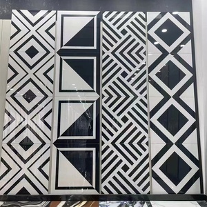 Simple Glossy Black and <strong>White</strong> Ceramic <strong>Mosaic</strong> <strong>Tiles</strong> 800X800 for Hair Salon KTV Hotel Lobby Floor - Product Image 3