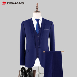 Costume de cérémonie trois pièces pour homme, couleur unie, coupe ajustée, décontracté, veste, pantalon, smoking de mariage à col en V, simple boutonnage, respirant - Product Image 3