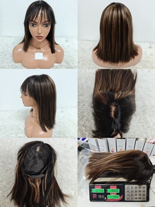 Letsfly Promotion 30$ 12A Yaki Fringe Bob <b>Wigs</b> 1x2.5inch Lace <b>Wigs</b> with Bang 12inch Color 100% Human Hair Wholesales Virgin Hair - Product Image 5