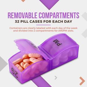 Organisateur de pilules mensuel 2 fois par jour, boîte à pilules 31 jours <span class=keywords><strong>AM</strong></span> <span class=keywords><strong>PM</strong></span>, porte-médicaments compact de voyage pour vitamines et compléments - Product Image 3