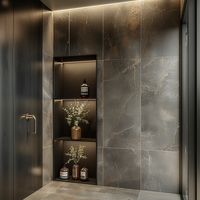 Niche de douche encastrée noire étagères de douche de cuisine en acier inoxydable niche murale de salle de bain niches de douche de salle de bain avec lumière