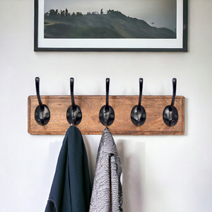 Multi-functional 5 <b>Key</b> <b>Hanger</b> Wall Mounted Black Metal with Wooden Based Home Storage Wall Hanging Stand with Cheap Price - Product Image 6