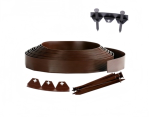 Easyflex Heavy Duty Easy to Install Plastic Edging <b>Roll</b> <b>Kit</b> No Dig Garden Border with Anchoring Spikes - Product Image 2