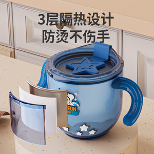 Jiayibaby Children's Stainless Steel Sippy <b>Cup</b> 180ml Double Layer <b>Insulated</b> With Lid And Handle For Toddlers - Product Image 1