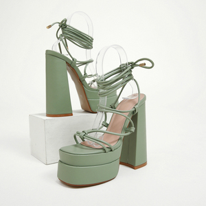 Vente en gros de chaussures à talons hauts tendance pour femmes, plateforme de 12 cm, chaussures à lacets, talons hauts pour femmes et dames - Product Image 4