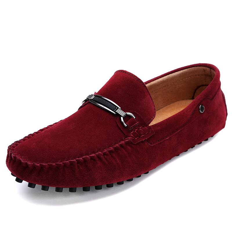 Men\'s Red Suede Penny Loafers Slip-On Driving Moccasins Casual Flat Shoes Big Size Men main image 2