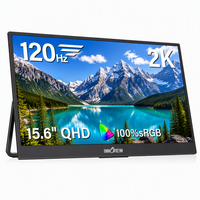 Moniteur portable 15,6 pouces QHD 120 Hz avec support métallique réglable, large compatibilité, écran externe pour ordinateur de bureau et portable