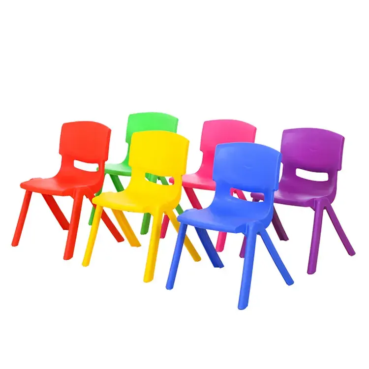 ชุดเฟอร์นิเจอร์สำหรับเด็กโต๊ะและเก้าอี้พลาสติกสีสันสดใสห้องเรียนโรงเรียนสถานรับเลี้ยงเด็กอนุบาล