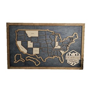 Mappa degli Stati Uniti in Legno Personalizzata al Laser, Regalo di Laurea, Ornamento di Compleanno - Product Image 1