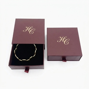 Boîte à bracelet à breloques, emballage personnalisé pour bijoux, boîte à tiroir rigide avec insert en suède, estampage à chaud, logo personnalisé pour la vente au détail de bijoux OEM - Product Image 1