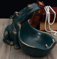 SE7ART Home Fun Grande Statue Crocodile Hippopotame à Bouche Géante, Plateau à Bonbons et Bol à Clés, en Résine Peinte à la Main, Thème Animalier, Décoration de Salon Tendance