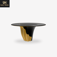 Table de salle à manger légère de luxe minimaliste en cuivre et acier inoxydable avec cadre en or pour restaurant et maison