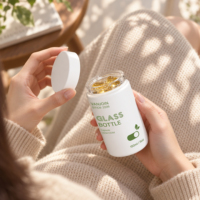 Flacon en verre vide de 150 ml à large ouverture pour capsules de suppléments, vente en gros, pour vitamines et pilules