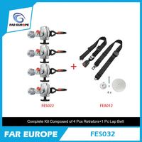 Kit complet de fixation de ceinture de siège pour fauteuil roulant, composé de 4 tracteurs + 1 courroie de tour, pour fauteuil roulant, pouces