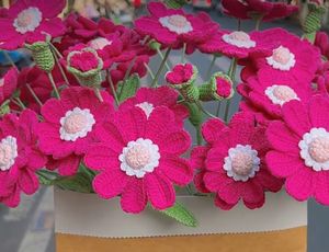 2024 SY fait à la main tricoté fleurs décoratives plantes artificiel blanc Phalaenopsis papillon orchidée <span class=keywords><strong>Zinnia</strong></span> Elegans Crochet - Product Image 6