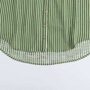 TAOP&ZA Abbigliamento Donna Estate 2024 Nuovo Stile Vacanza Semplice Casual <span class=keywords><strong>Camicia</strong></span> Larga in Misto <span class=keywords><strong>Lino</strong></span> a Righe <span class=keywords><strong>Femminile</strong></span> 3346753 3348753 - Product Image 4