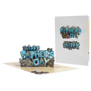 Tarjeta de regalo personalizada hecha a mano 3D Pop-up Tarjetas de felicitación de dibujos animados Tarjeta del Día del Padre para el Día del Padre