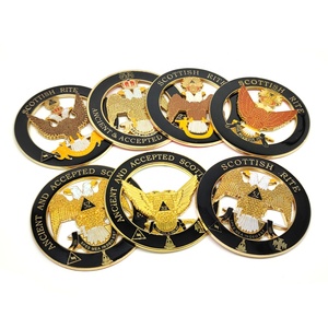 شعار سيارة ماسوني معدني مطلي حسب الطلب شعار سيارة عتيق 3 بوصة شعار ماسون مقطوع - Product Image 6