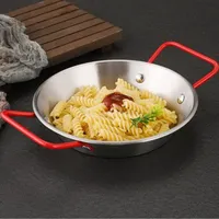 18/20/22/24Cm Piring Makanan Laut Permukaan Anti Lengket Dasar Datar Panci Baja Tahan Karat Tahan Korosi Dasar Tebal Piring Makanan Ringan
