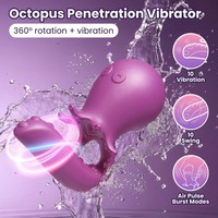 Vibrateur à double tête en forme de pieuvre pour stimulation clitoridienne et du point G, 10 fréquences, rechargeable par USB, étanche, achat en gros
