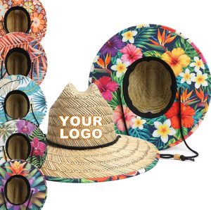 Chapeau de sauveteur en paille à large bord, personnalisable avec logo imprimé sous le bord, idéal pour la plage (vente en gros) - Product Image 5