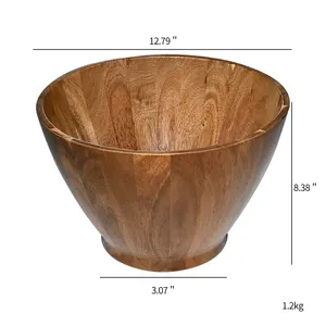 Wooden Bowl Extra Single Large Acacia Wood Serving Bowl For Fruits Or Salads