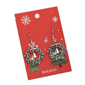 Cross-border Europe and the United States Christmas wreath <b>earrings</b> green diamond <b>earrings</b> rhinestone bell ear <b>hook</b> bow - Product Image 5