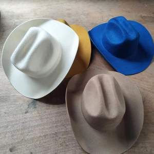 Sombreros <span class=keywords><strong>de</strong></span> <span class=keywords><strong>lana</strong></span> <span class=keywords><strong>de</strong></span> fieltro para hombre y mujer, sombreros <span class=keywords><strong>de</strong></span> tejido vaquero con banda ajustable, color <span class=keywords><strong>blanco</strong></span> y azul, Unisex - Product Image 2