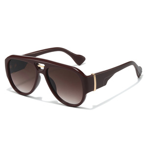 Lunettes de soleil surdimensionnées de style aviateur avec logo personnalisé, monture large vintage 2026, double pont, protection UV400, pour hommes et femmes - Product Image 3