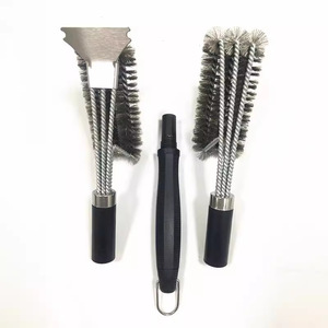 Brosse et grattoir de nettoyage de gril d'acier inoxydable de BBQ remplaçable de vente chaude avec la tête de brosse interchangeable pour le BBQ de camping - Product Image 1