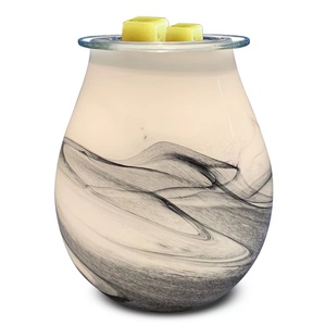 Difusor de Aromaterapia de Vidrio con Diseño Marmoleado y Cubos de Cera Amarilla para Uso con Fragancias - Product Image 1