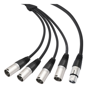 Кабель-разветвитель аудиосигнала XLR 0.6 м, 1 выход на 4 входа, 4-канальный, 3-контактный, штекер-гнездо, балансный, для микрофона - Product Image 1