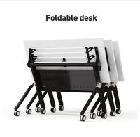 Bureau pliable moderne empilable blanc, bureaux de formation, table et chaises pour salle de conférence et de réunion pour le bureau
