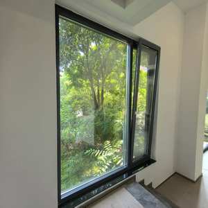 Fenêtre en <span class=keywords><strong>baie</strong></span> <span class=keywords><strong>à</strong></span> battant <span class=keywords><strong>française</strong></span> moderne pivotante cadre ouvert en alliage d'aluminium double verre clair trempé persienne en acier inoxydable extérieur - Product Image 4