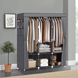 Étagère d'organisation multifonctionnelle debout Armoire en tuyau d'acier de grande capacité avec poches latérales en tissu anti-poussière Porte-chaussures - Product Image 2