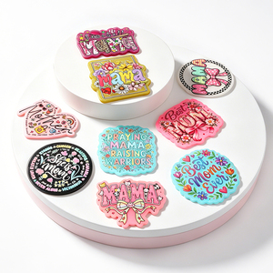 Colorful Acrylic flatback Mother's Day Badge <b>Holders</b> With Floral And Text Designs For DIY Decorations - Product Image 6