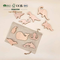 Bloques de Rompecabezas de Animales Marinos Montessori JET OEM - Juguetes de Construcción de Madera de Haya con Forma de Dinosaurio para el Desarrollo Cognitivo, Juguete Educativo